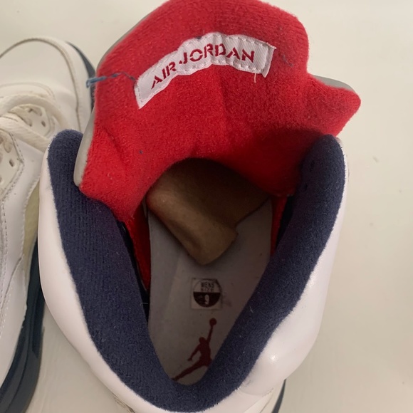 Nike Air Jordan 5 Retro White/Varsity Red-Mid Navy 9 - Picture 8 of 10